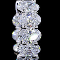 14K White Gold Oval Shape Huggies Earrings with 32 Prong Set Lab Diamonds - 8.62 Carats Total Diamond Weight - Covaloro Fine Jewelry