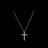 14K White Gold Oval Shaped Cross Pendant with 11 Prong-Set Lab Grown Diamonds - 4.11 Carat Total Diamond Weight - Covaloro Fine Jewelry