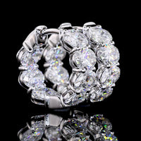 14K White Gold Oval Shaped Huggie Earrings with 14 Prong Set Oval Cut Lab Diamonds - 3.99 Carats Total Diamond Weight - Covaloro Fine Jewelry