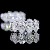 14K White Gold Oval Shaped Huggie Earrings with 14 Prong Set Oval Cut Lab Diamonds - 3.99 Carats Total Diamond Weight - Covaloro Fine Jewelry