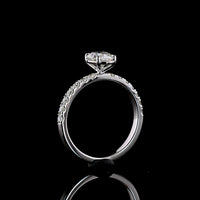 14K White Gold Oval Solitaire Diamond Shank Ring with 1.03 Carat D VVS2 Center Stone and 0.43 Carat Brilliant Cut Accent Diamonds - 1.46 Carat Total Diamond Weight - Covaloro Fine Jewelry