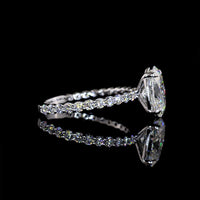 14K White Gold Oval Solitaire Diamond Shank Ring with 2.01 Carat Oval D VVS2 Center and 0.66 Carat Round Brilliant Cut E VS1 Side Diamonds - 2.67 Total Carat Weight - Covaloro Fine Jewelry