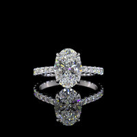 14K White Gold Oval Solitaire Diamond Shank Ring with 2.56 Carat Center E VVS2 Lab Diamond and 0.73 Carat Brilliant Cut Side Diamonds - 3.29 Carat Total Weight IGI Certified - Covaloro Fine Jewelry