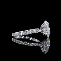 14K White Gold Oval Solitaire Diamond Shank Ring with 2.56 Carat Center E VVS2 Lab Diamond and 0.73 Carat Brilliant Cut Side Diamonds - 3.29 Carat Total Weight IGI Certified - Covaloro Fine Jewelry