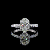 14K White Gold Oval Solitaire Shank Ring with 2.03 Carat Center Lab Diamond and 0.72 Carat Brilliant Cut Accents - Total 2.75 Carats IGI Certified - Covaloro Fine Jewelry