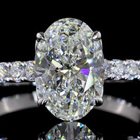14K White Gold Oval Solitaire Shank Ring with 2.03 Carat Center Lab Diamond and 0.72 Carat Brilliant Cut Accents - Total 2.75 Carats IGI Certified - Covaloro Fine Jewelry