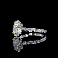 14K White Gold Oval Solitaire Shank Ring with 2.03 Carat Center Lab Diamond and 0.72 Carat Brilliant Cut Accents - Total 2.75 Carats IGI Certified - Covaloro Fine Jewelry