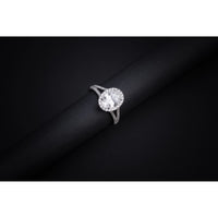 14K White Gold Oval Split Shank Halo Ring with 2.01 Carat Lab Diamond Center and 0.51 Carat Accent Diamonds - 2.52 Carat Total Weight - Covaloro Fine Jewelry