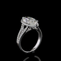 14K White Gold Oval Split Shank Ring with 4.56 Carat Oval Cut Lab Diamond and 0.62 Carat Brilliant Cut Side Diamonds - 5.18 Carat Total Weight, IGI Certified E VVS2 - Covaloro Fine Jewelry
