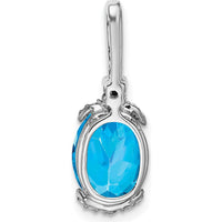 14K White Gold Oval Swiss Blue Topaz and Amethyst Pendant with Round Diamond Accents - 2.5 Carat Total Gem Weight by Lumare Gioia