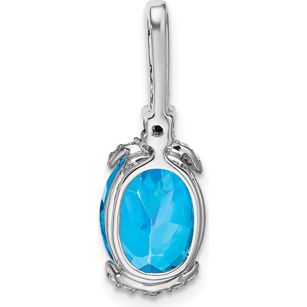14K White Gold Oval Swiss Blue Topaz and Amethyst Pendant with Round Diamond Accents - 2.5 Carat Total Gem Weight by Lumare Gioia