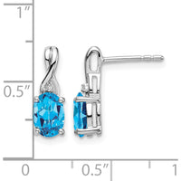14K White Gold Oval Swiss Blue Topaz and Diamond Drop Earrings - 0.75 Carat Total Gem Weight by Monteluci Fine Jewelry