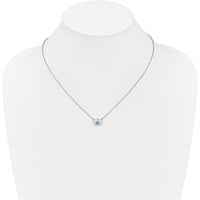 14K White Gold Oval Swiss Blue Topaz and Diamond Pendant Necklace - 0.22 Carat Total Blue Topaz Weight, 0.072 Carat Total Diamond Weight by Lumare Gioia