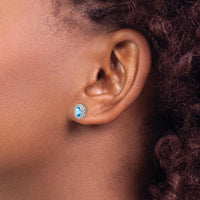 14K White Gold Oval Swiss Blue Topaz Post Earrings - 0.56 Carat Total Blue Topaz Weight by Monteluci Fine Jewelry