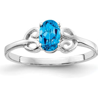 14K White Gold Oval Swiss Blue Topaz Ring - 0.55 Carat Total Gemstone Weight by Monteluci Fine Jewelry