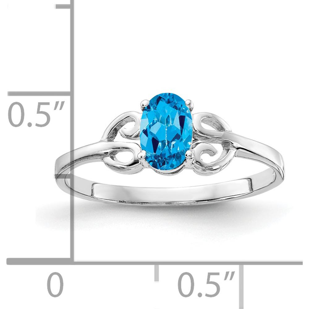 14K White Gold Oval Swiss Blue Topaz Ring - 0.55 Carat Total Gemstone Weight by Monteluci Fine Jewelry