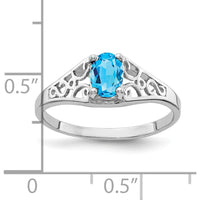 14K White Gold Oval Swiss Blue Topaz Ring - 0.55 Carat Total Gemstone Weight by Monteluci Fine Jewelry