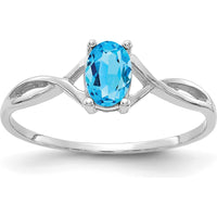 14K White Gold Oval Swiss Blue Topaz Ring - 0.550 Carat Total Weight by Oro Pregiato