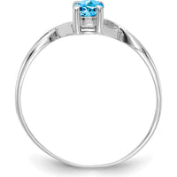 14K White Gold Oval Swiss Blue Topaz Ring - 0.550 Carat Total Weight by Oro Pregiato