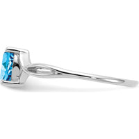 14K White Gold Oval Swiss Blue Topaz Ring - 0.550 Carat Total Weight by Oro Pregiato