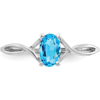 14K White Gold Oval Swiss Blue Topaz Ring - 0.550 Carat Total Weight by Oro Pregiato