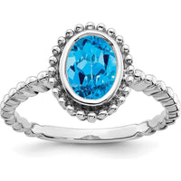 14K White Gold Oval Swiss Blue Topaz Ring - 1.339 Carat Total Gemstone Weight by 0
