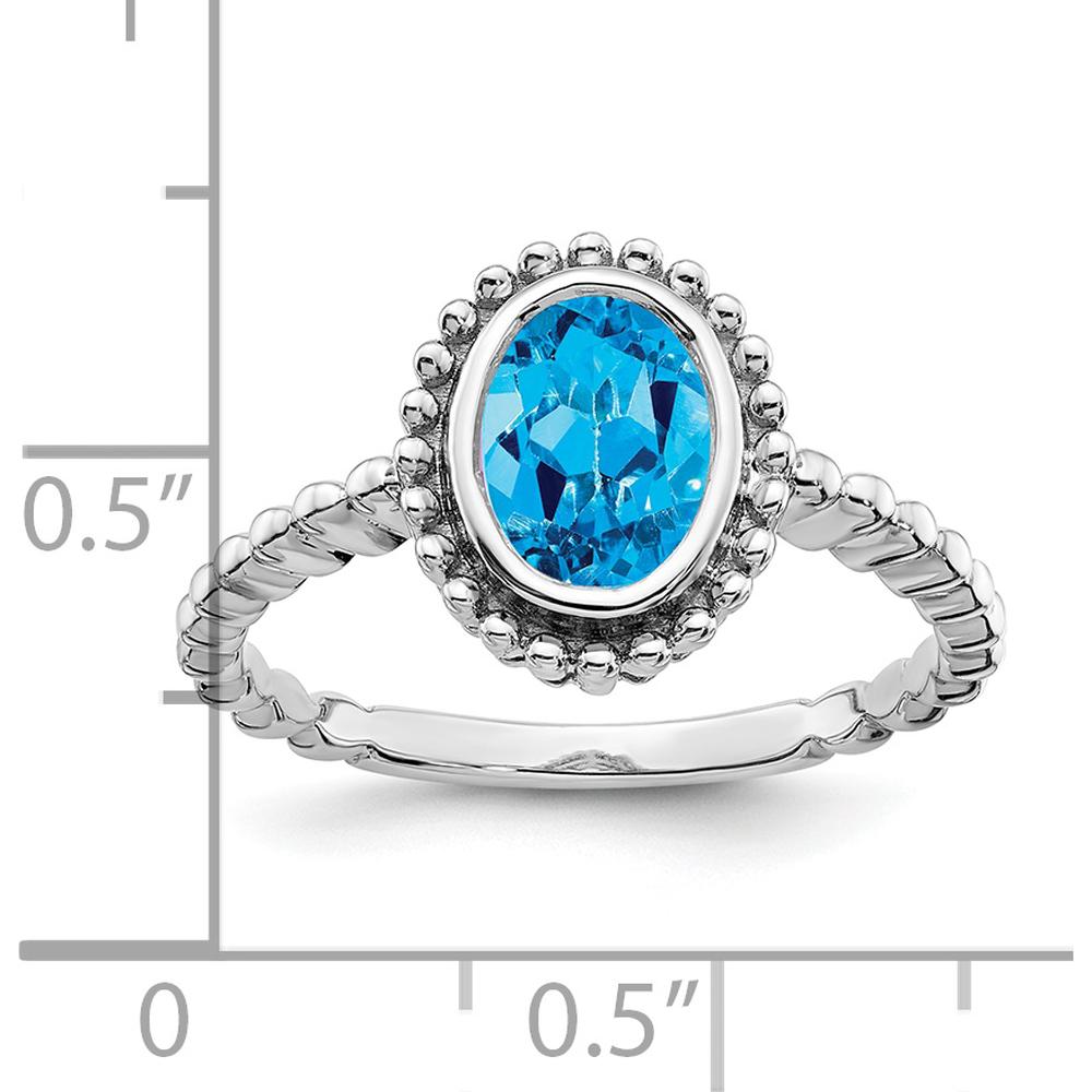 14K White Gold Oval Swiss Blue Topaz Ring - 1.339 Carat Total Gemstone Weight by 0