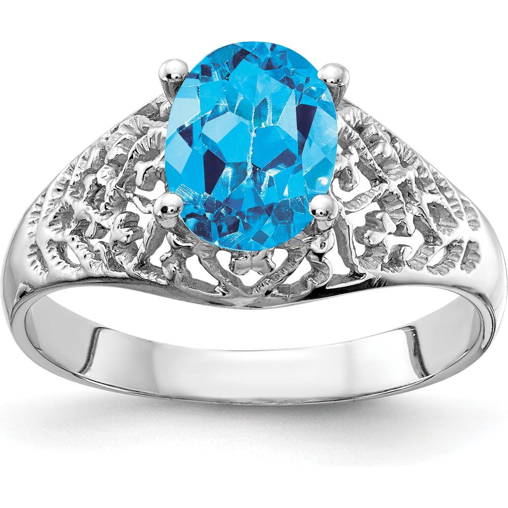 14K White Gold Oval Swiss Blue Topaz Ring - 1.35 Carat by Monteluci Fine Jewelry