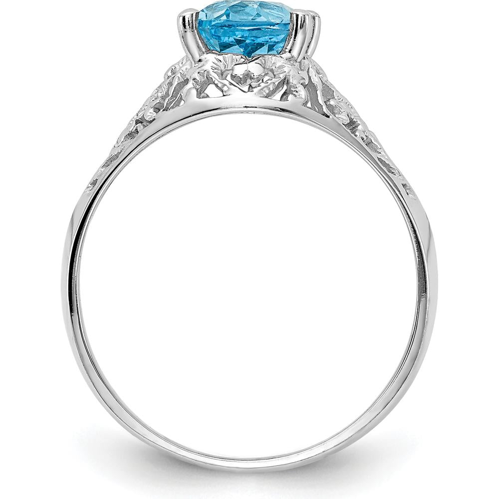 14K White Gold Oval Swiss Blue Topaz Ring - 1.35 Carat by Monteluci Fine Jewelry