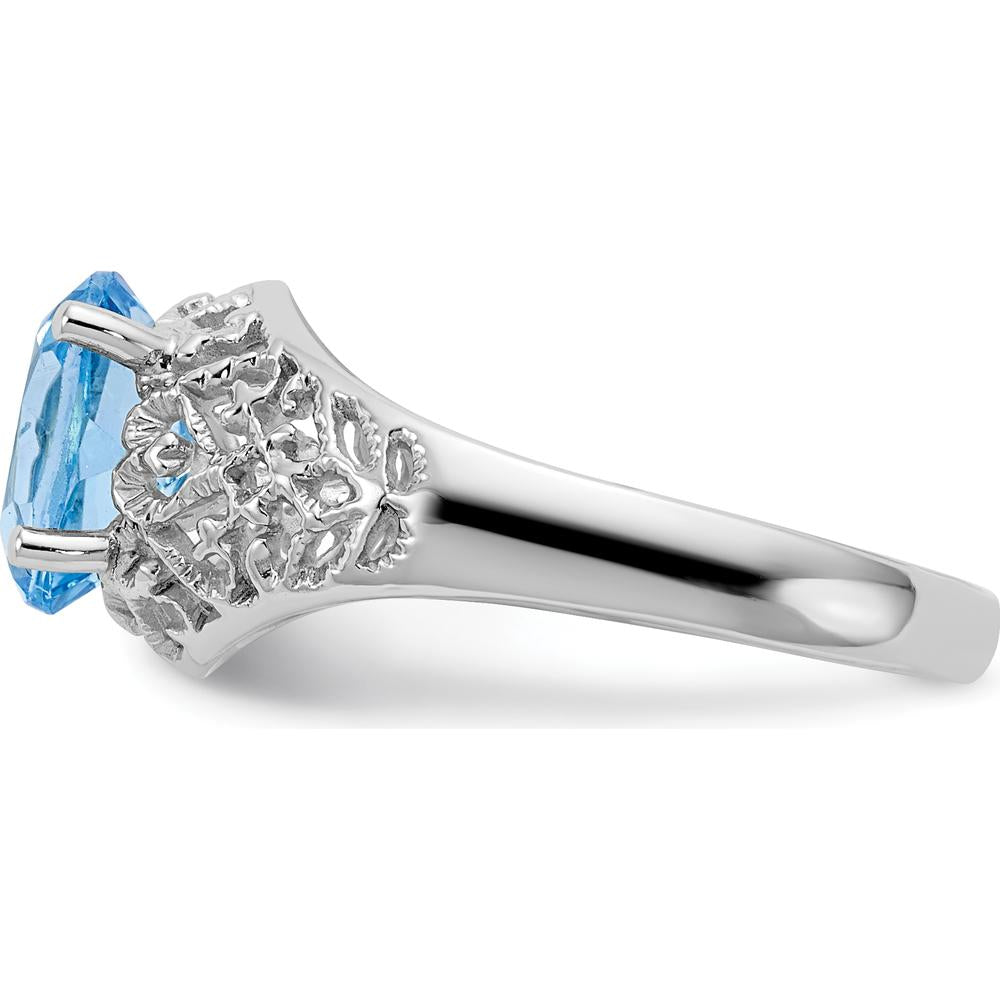 14K White Gold Oval Swiss Blue Topaz Ring - 1.35 Carat by Monteluci Fine Jewelry