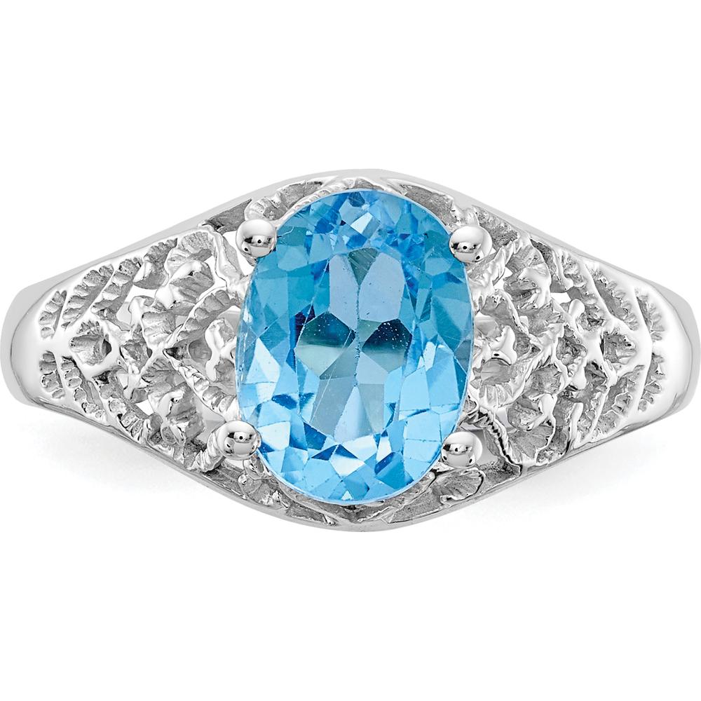 14K White Gold Oval Swiss Blue Topaz Ring - 1.35 Carat by Monteluci Fine Jewelry