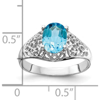 14K White Gold Oval Swiss Blue Topaz Ring - 1.35 Carat by Monteluci Fine Jewelry