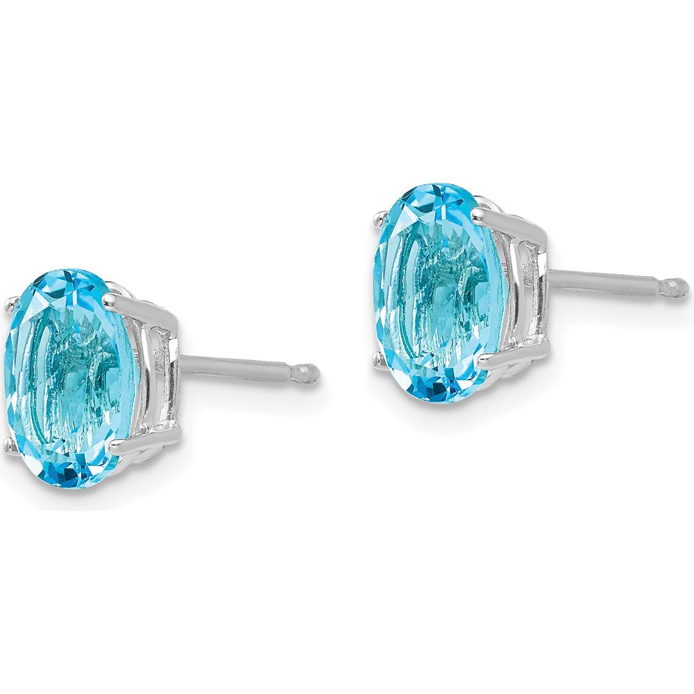 14K White Gold Oval Swiss Blue Topaz Stud Earrings - 1.35 Carat Total Carat Weight by Monteluci Fine Jewelry