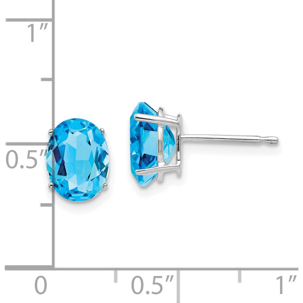 14K White Gold Oval Swiss Blue Topaz Stud Earrings - 1.35 Carat Total Carat Weight by Monteluci Fine Jewelry
