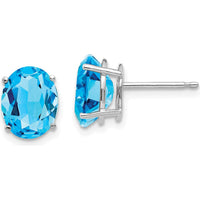 14K White Gold Oval Swiss Blue Topaz Stud Earrings - 2.30 Carat Total Gem Weight by Monteluci Fine Jewelry