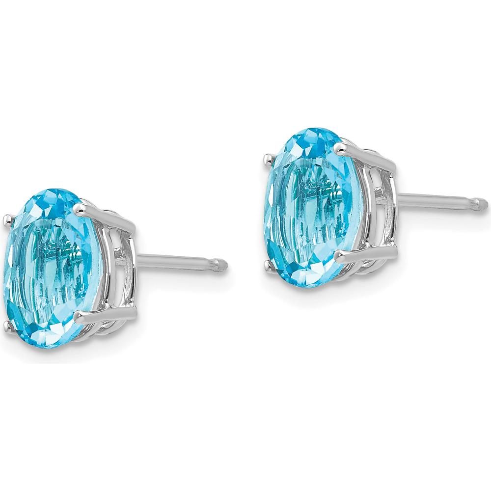 14K White Gold Oval Swiss Blue Topaz Stud Earrings - 2.30 Carat Total Gem Weight by Monteluci Fine Jewelry