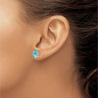 14K White Gold Oval Swiss Blue Topaz Stud Earrings - 2.30 Carat Total Gem Weight by Monteluci Fine Jewelry