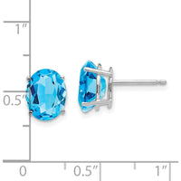 14K White Gold Oval Swiss Blue Topaz Stud Earrings - 2.30 Carat Total Gem Weight by Monteluci Fine Jewelry