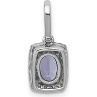 14K White Gold Oval Tanzanite and Diamond Halo Pendant - 1.00 Carat Tanzanite, 0.18 Carat Diamond Weight by Monteluci Fine Jewelry