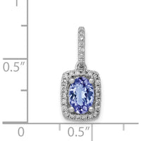 14K White Gold Oval Tanzanite and Diamond Halo Pendant - 1.00 Carat Tanzanite, 0.18 Carat Diamond Weight by Monteluci Fine Jewelry