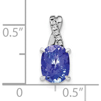 14K White Gold Oval Tanzanite and Diamond Pendant - 0.725 Carat Tanzanite, 0.03 Carat Total Diamond Weight by Lumare Gioia