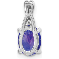 14K White Gold Oval Tanzanite and Diamond Pendant - 0.725 Carat Tanzanite, 0.03 Carat Total Diamond Weight by Lumare Gioia