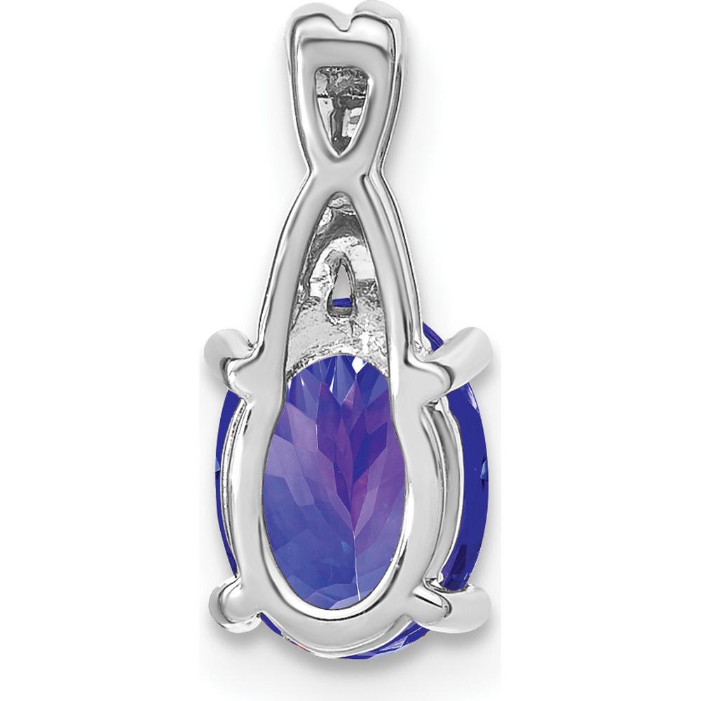 14K White Gold Oval Tanzanite and Diamond Pendant - 0.725 Carat Tanzanite, 0.03 Carat Total Diamond Weight by Lumare Gioia