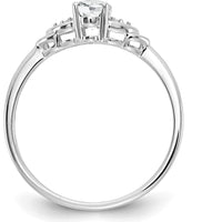 14K White Gold Oval White Topaz and Round Diamond Ring - 0.55 Carat Topaz, 0.01 Carat Diamonds by Oro Pregiato
