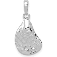 14K White Gold Oyster Shell Pendant with Rhodium Plating by Oro Pregiato