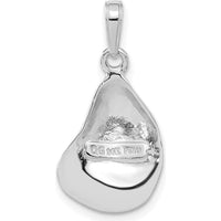 14K White Gold Oyster Shell Pendant with Rhodium Plating by Oro Pregiato