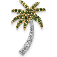 14K White Gold Palm Tree Pendant Slide with White and Green Diamonds - 1/4 Carat Total Diamond Weight by Monteluci Fine Jewelry