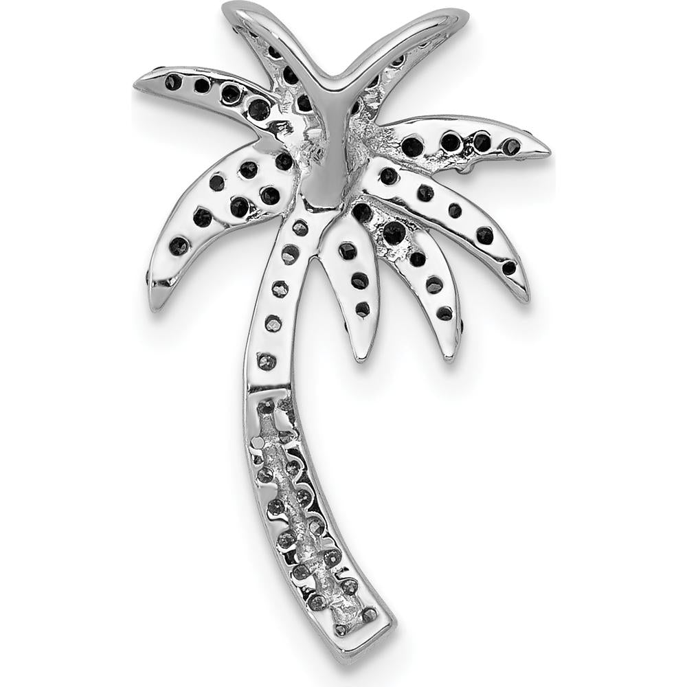 14K White Gold Palm Tree Pendant Slide with White and Green Diamonds - 1/4 Carat Total Diamond Weight by Monteluci Fine Jewelry