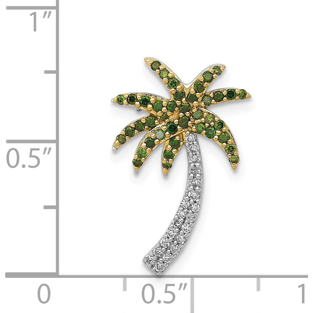 14K White Gold Palm Tree Pendant Slide with White and Green Diamonds - 1/4 Carat Total Diamond Weight by Monteluci Fine Jewelry
