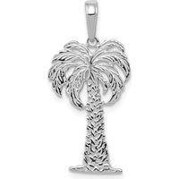 14K White Gold Palm Tree Pendant with Rhodium Plating - 27mm Length by Oro Pregiato